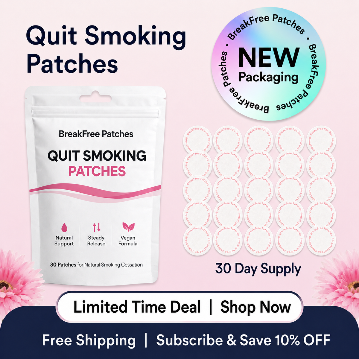 BreakFree Patches — Quit Smoking Patches (30-Day Botanical Support)